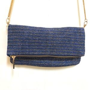 Deux Lux Gold Navy Fold Over Crossbody Bag (NWT)
